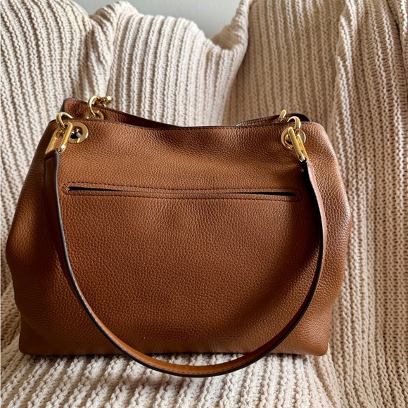 Michael Kors Bedford Large Pebbled Brown Leather Shoulder Bag Gold Hardware - Picture 2 of 15